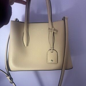 kate spade taupe leather satchel with detachable strap